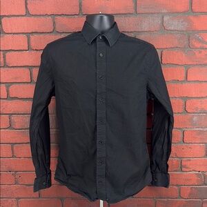 Nick Graham Men's Small Black Button-Up‎ Shirt – Stretch Cotton, Slim Fit